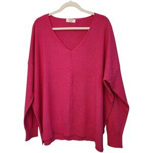 Zenana V-Neck Center Seam Sweater  Size 2x/3x  Fuchsia  So soft!!